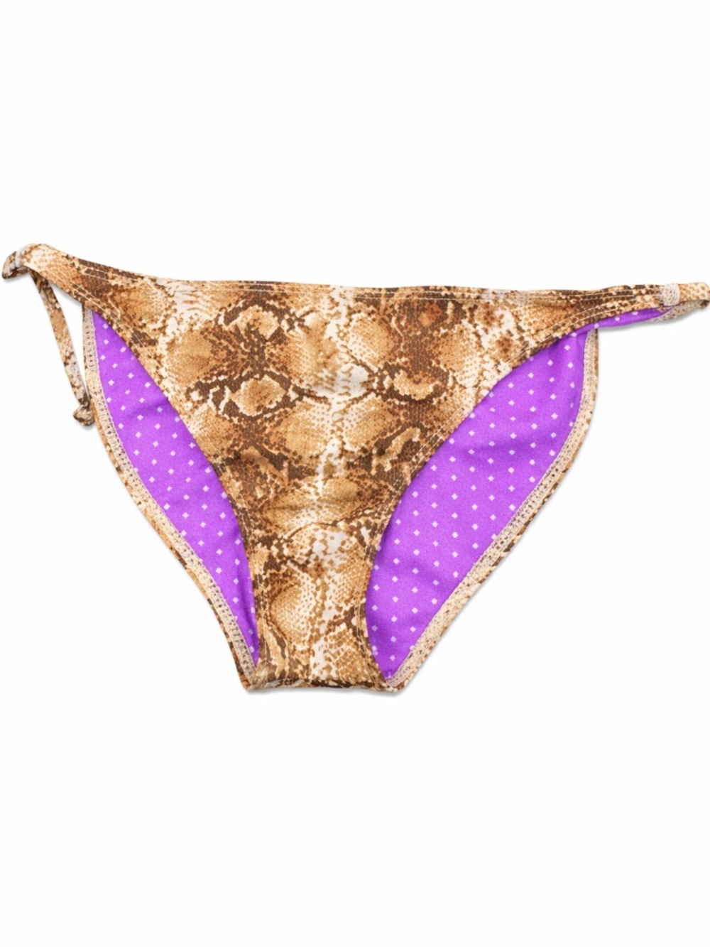 GUESS Los Angeles Snakeskin Side Tie Bikini Bottom Small